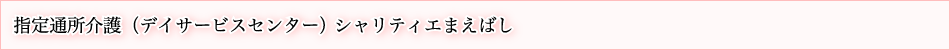 指定通所介護（デイサービスセンター） シャリティエまえばし